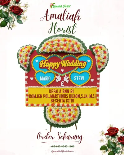 Karangan Papan Bunga Pernikahan di Waringinsari